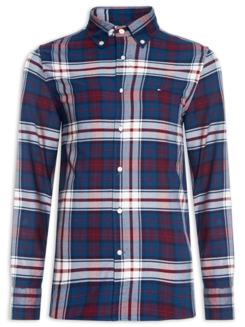 Camisa Masculina Xadrez Oxford Tartan Rf Shirt - Azul Camisa Masculina Xadrez Oxford Tartan Rf Shirt - Azul