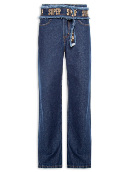 Calça Feminina Jeans Com Cinto - Azul