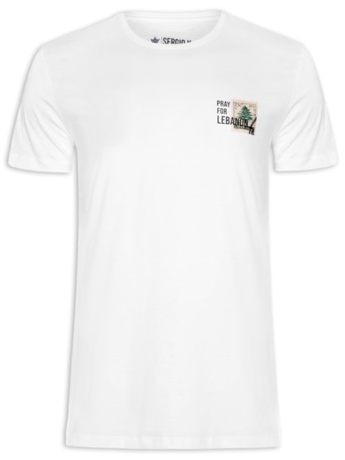 Camiseta Masculina Malha Estampa Lebanon Stamp - Branco