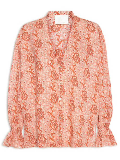 Camisa Feminina Gaze Sketch Felino - Laranja Camisa Feminina Gaze Sketch Felino - Laranja