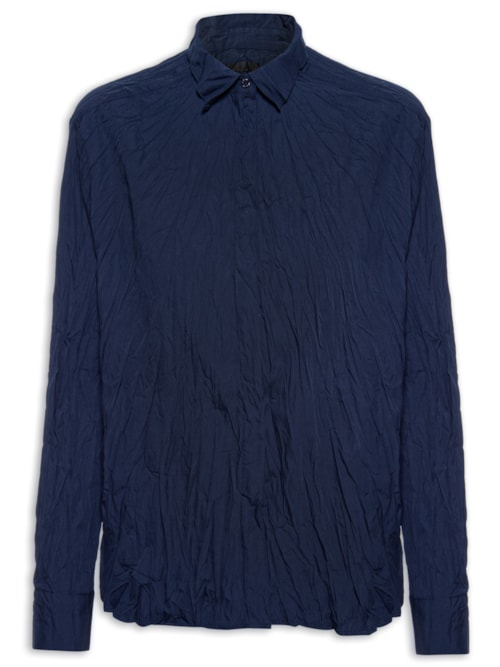 Camisa Feminina Tricoline Wrinkled - Azul Camisa Feminina Tricoline Wrinkled - Azul