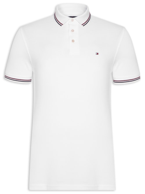 Polo Masculina Tipped Slim Fit - Branco Polo Masculina Tipped Slim Fit - Branco