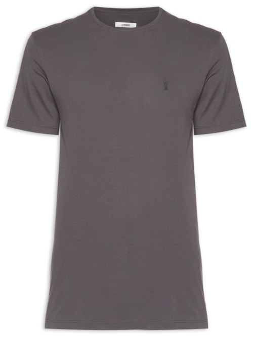 Camiseta Masculina Algodão Pima Gola Careca - Cinza Camiseta Masculina Algodão Pima Gola Careca - Cinza