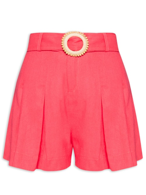 Short Feminino Pregas Frente - Rosa