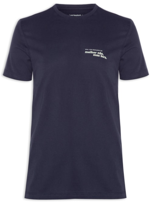 Camiseta Masculina Estampada Melhor Não, Mas Bora - Azul Camiseta Masculina Estampada Melhor Não, Mas Bora - Azul
