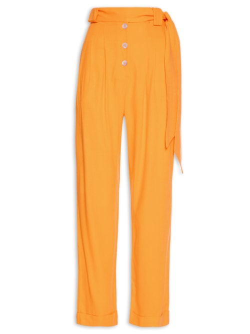 Calça Feminina Faixa Botões - Laranja