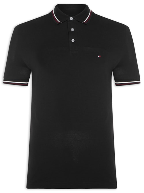 Polo Masculina Tipped Slim Fit - Preto Polo Masculina Tipped Slim Fit - Preto