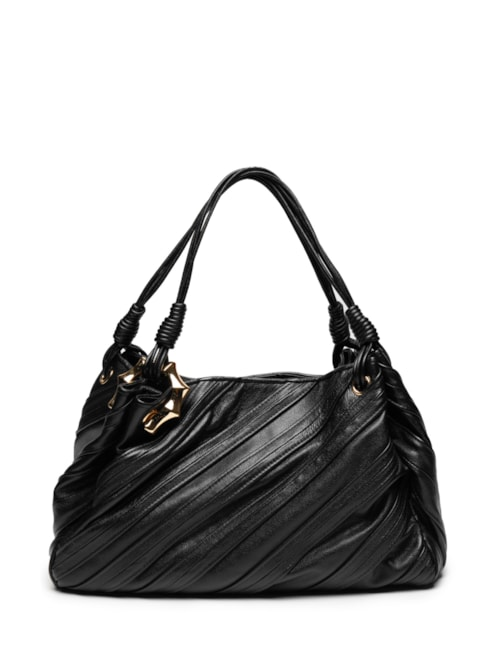 Bolsa Feminina Shopping Couro Grande Costuras - Preto Bolsa Feminina Shopping Couro Grande Costuras - Preto