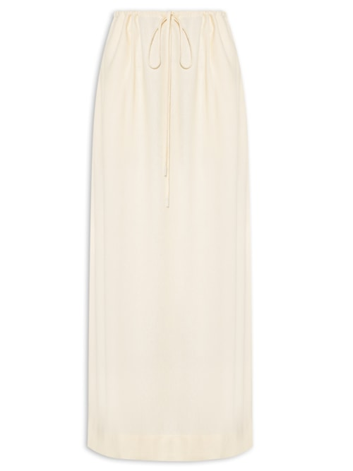 Saia Linho Cropped Amarração Cintura - Amarelo Saia Linho Cropped Amarração Cintura - Amarelo