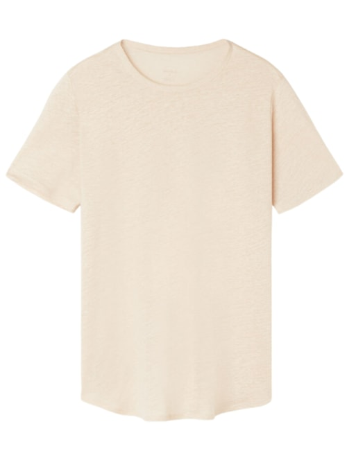 Blusa De Manga Curta Em Linho - Bege Blusa De Manga Curta Em Linho - Bege