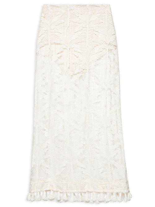 Saia Midi Coqueiros - Off White Saia Midi Coqueiros - Off White