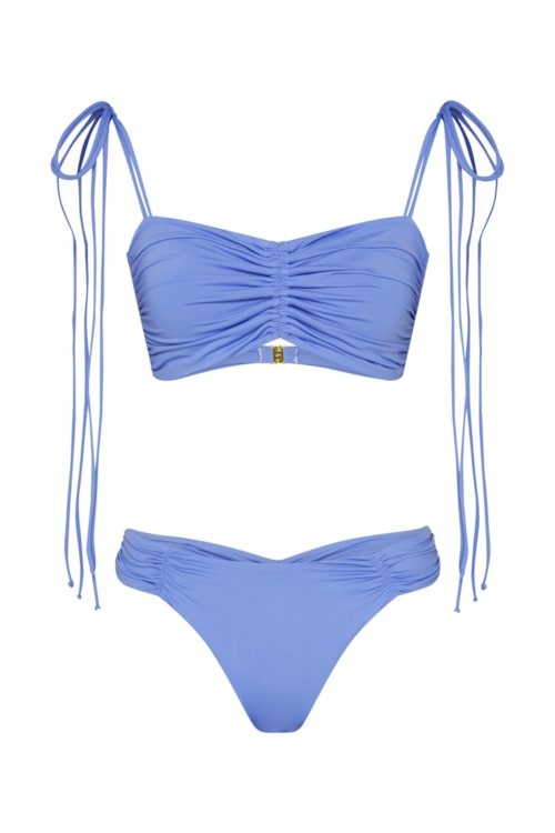 Top biquíni bandeau com lacinhos bio artemis lazuli