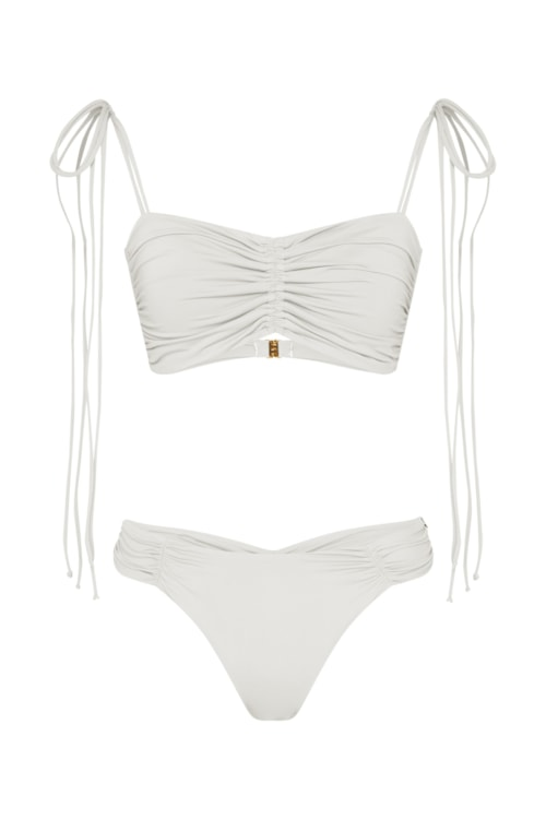 Top biquíni bandeau com lacinhos bio artemis off white