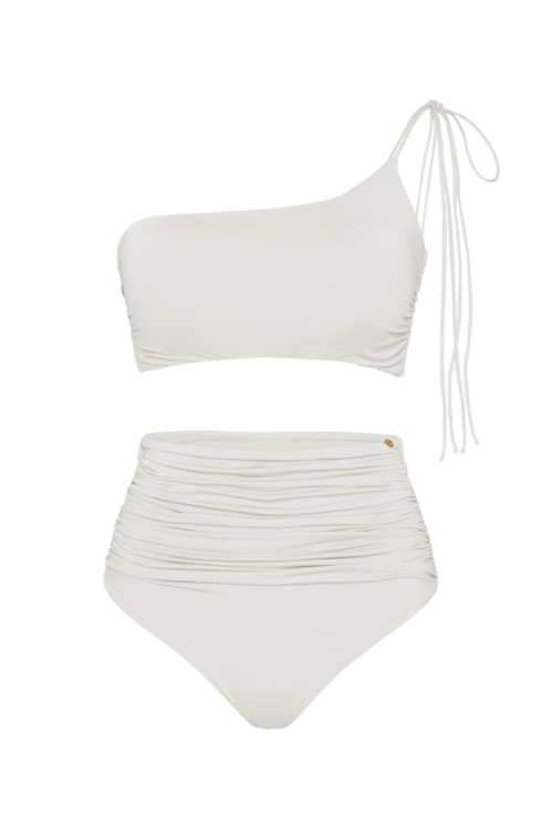 Top biquíni um ombro só bio artemis off white