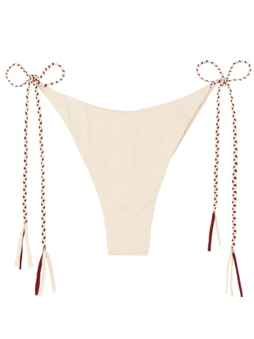 Calcinha De Biquíni Brasileira Com Amarração Cashmere Twist - Off-White Calcinha De Biquíni Brasileira Com Amarração Cashmere Twist - Off-White
