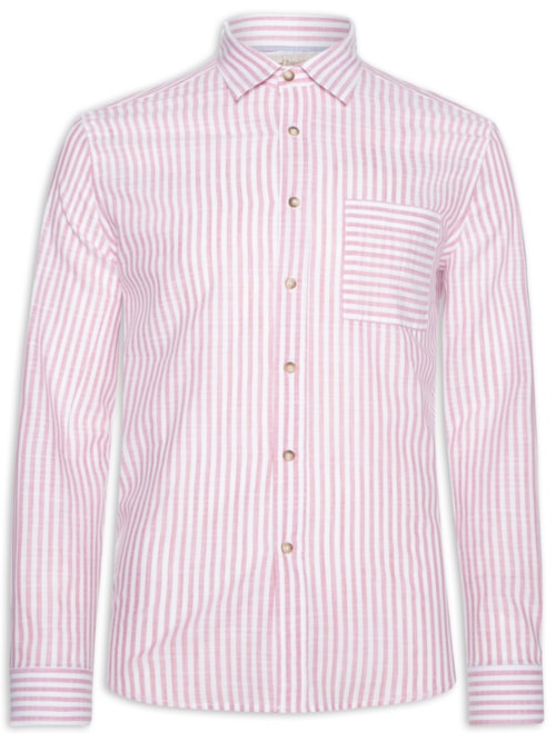 Camisa Masculina Voil Listras - Vermelho Camisa Masculina Voil Listras - Vermelho