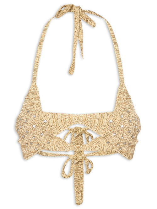 Top Estrelas Com Strass - Bege
