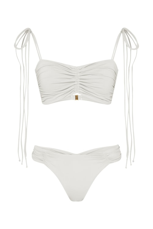 Calcinha biquíni midi com franzidos bio artemis off white Calcinha biquíni midi com franzidos bio artemis off white