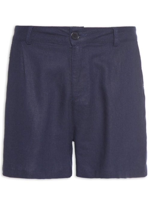 Short Masculino Fluid Linen Pleats - Azul