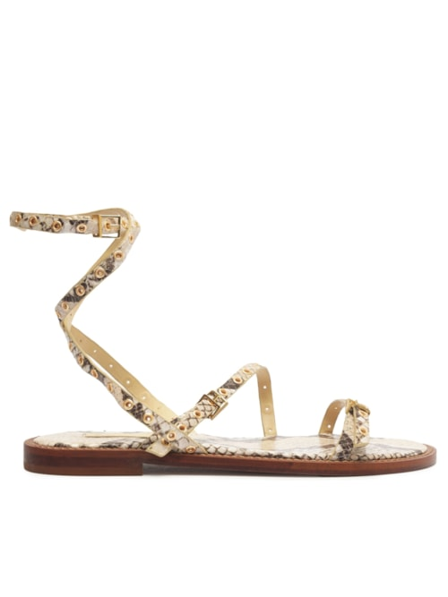 Sandália Feminina Rasteira Annete Flat Couro - Animal Print Sandália Feminina Rasteira Annete Flat Couro - Animal Print