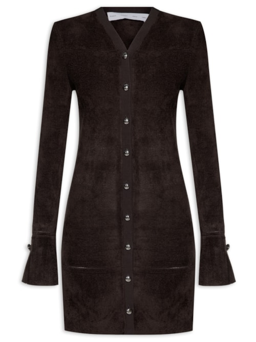 Cardigan Feminino Lucille In Chenille - Marrom
