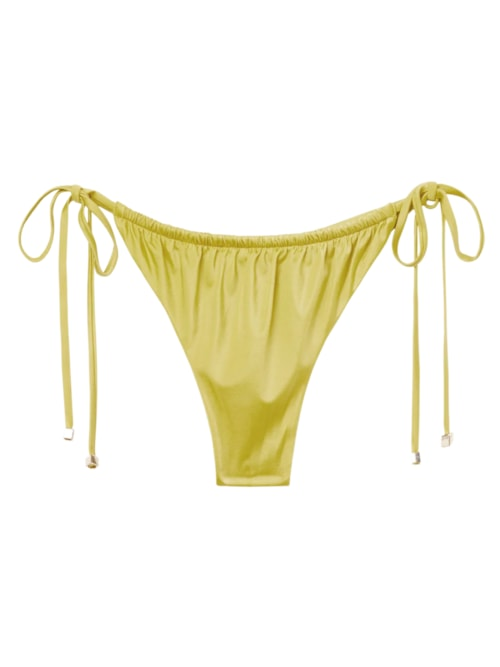 Calcinha De Biquíni Brasileira Com Amarração Shiny Satin - Amarelo Calcinha De Biquíni Brasileira Com Amarração Shiny Satin - Amarelo