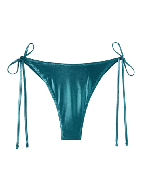 Calcinha De Biquíni Brasileira Com Amarração Metallic Skin - Azul Calcinha De Biquíni Brasileira Com Amarração Metallic Skin - Azul