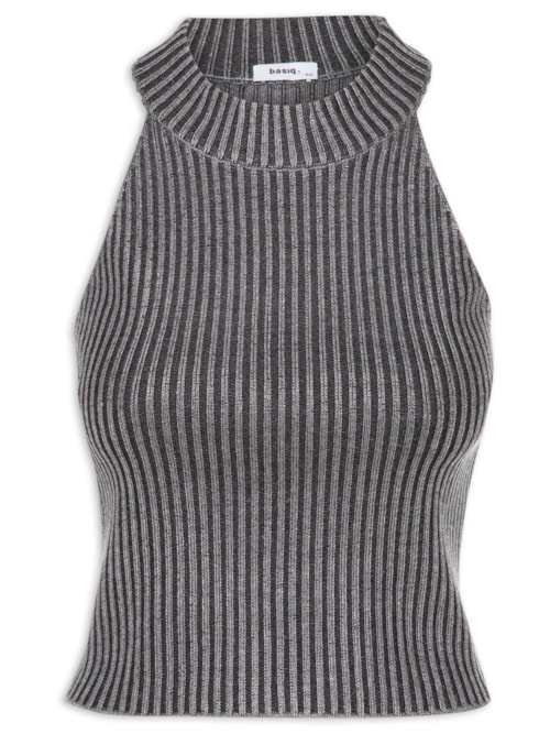 Blusa Feminina Tricot Cava Americana - Preto Blusa Feminina Tricot Cava Americana - Preto