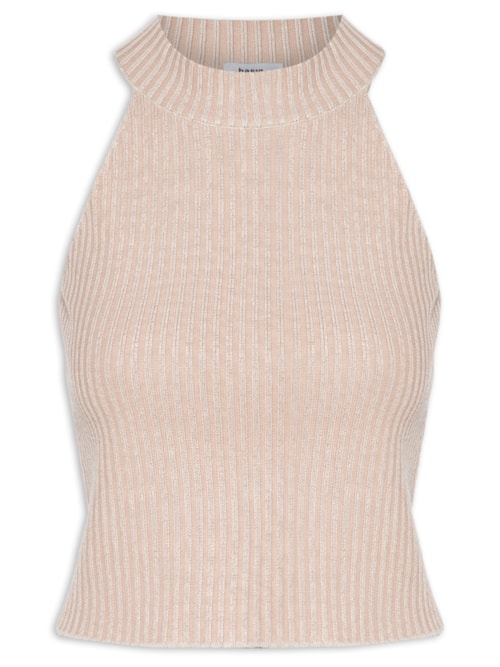 Blusa Feminina Tricot Cava Americana - Bege Blusa Feminina Tricot Cava Americana - Bege