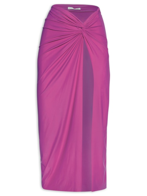 Saia Midi Em Malha - Rosa Saia Midi Em Malha - Rosa