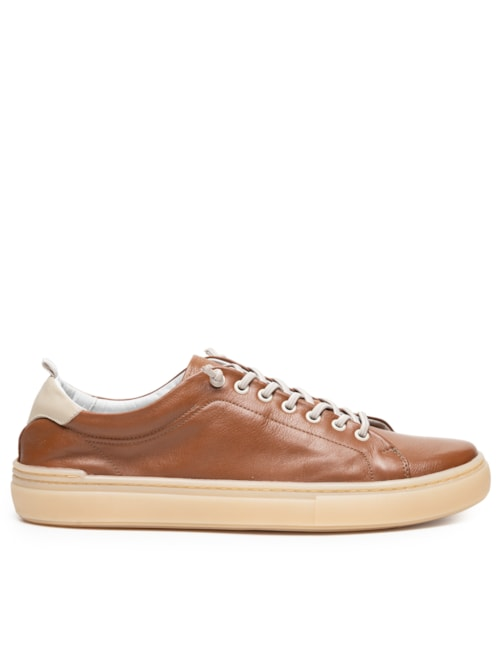 Tênis Masculino Casual Em Couro - Marrom Tênis Masculino Casual Em Couro - Marrom