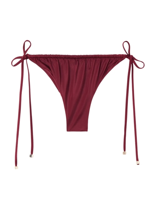 Calcinha De Biquíni Brasileira Com Amarração Shiny Satin - Bordô Calcinha De Biquíni Brasileira Com Amarração Shiny Satin - Bordô