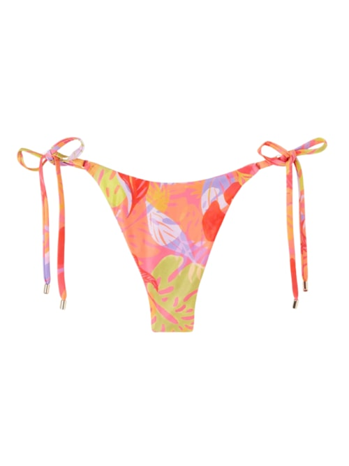 Calcinha De Biquíni Brasileira Com Amarração Tropical Pop - Laranja Calcinha De Biquíni Brasileira Com Amarração Tropical Pop - Laranja