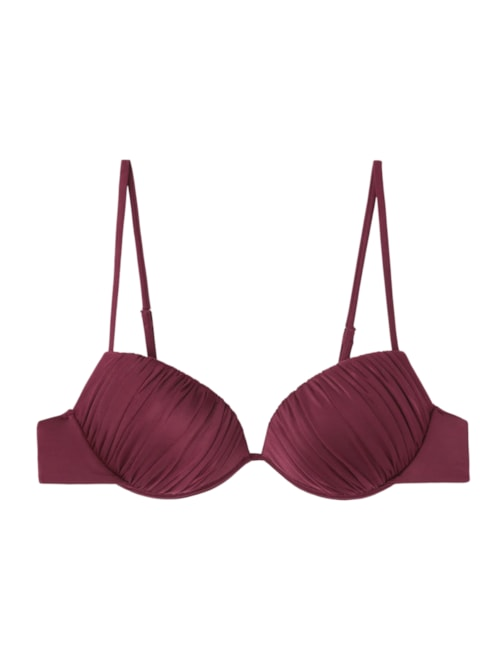 Parte De Cima De Biquíni Push-Up Shiny Satin - Bordô Parte De Cima De Biquíni Push-Up Shiny Satin - Bordô