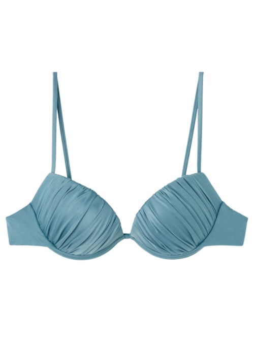 Parte De Cima De Biquíni Push-Up Shiny Satin - Azul Parte De Cima De Biquíni Push-Up Shiny Satin - Azul
