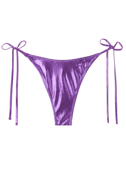 Calcinha De Biquíni Brasileira Com Amarração Metallic Skin - Roxo Calcinha De Biquíni Brasileira Com Amarração Metallic Skin - Roxo
