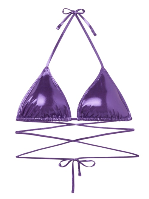 Parte De Cima De Biquíni Cortininha Metallic Skin - Roxo