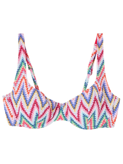 Parte De Cima De Biquíni Balconette Multicolor Chevron - Rosa Parte De Cima De Biquíni Balconette Multicolor Chevron - Rosa