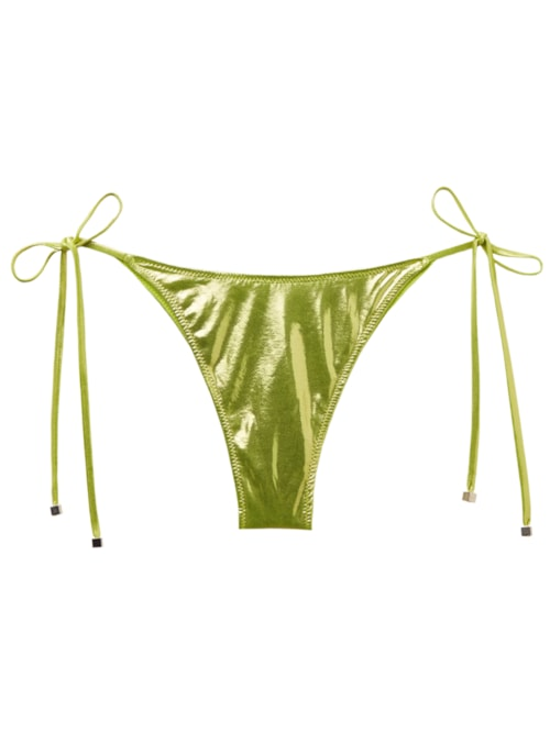 Calcinha De Biquíni Brasileira Com Laços Metallic Skin - Verde Calcinha De Biquíni Brasileira Com Laços Metallic Skin - Verde