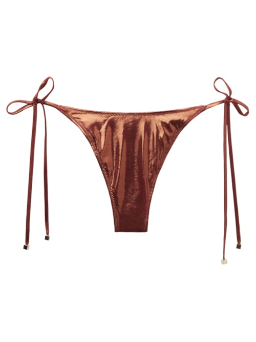 Calcinha De Biquíni Brasileira Com Laços Metallic Skin - Marrom Calcinha De Biquíni Brasileira Com Laços Metallic Skin - Marrom