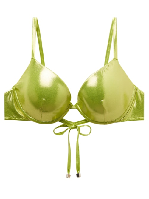 Parte De Cima De Biquíni Push-Up Metallic Skin - Verde Parte De Cima De Biquíni Push-Up Metallic Skin - Verde
