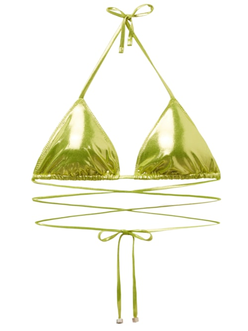 Parte De Cima De Biquíni Cortininha Metallic Skin - Verde