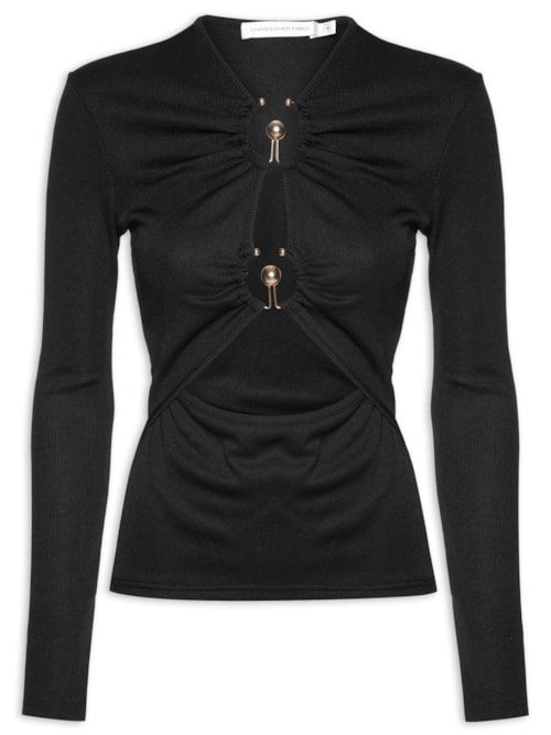 Blusa Feminina Orbit Ruched Long Sleeve - Preto Blusa Feminina Orbit Ruched Long Sleeve - Preto