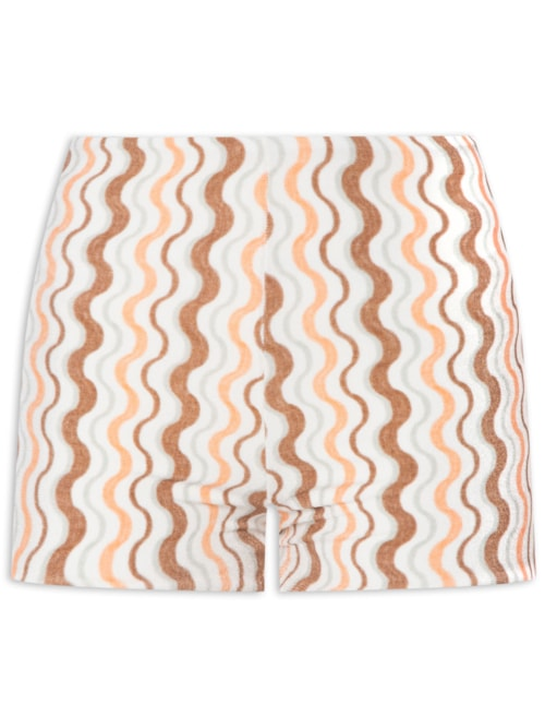 Short Feminino Retrô Estampada Waves Marcela - Bege