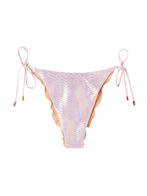 Calcinha De Biquíni Brasileira Com Amarração Metallic Skin - Rosa Calcinha De Biquíni Brasileira Com Amarração Metallic Skin - Rosa