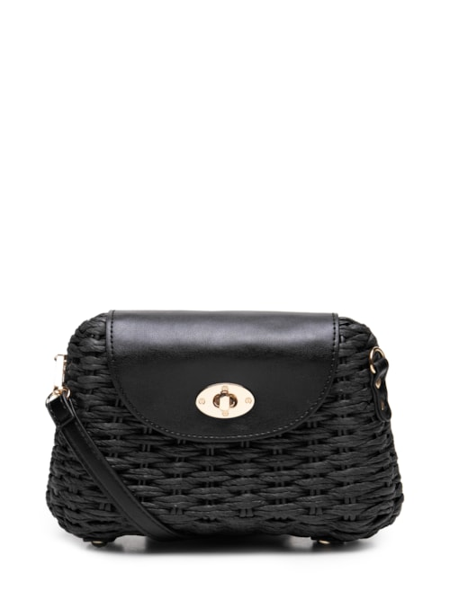 Bolsa Feminina Palha Baguete - Preto Bolsa Feminina Palha Baguete - Preto