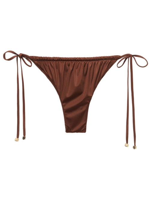 Calcinha De Biquíni Brasileira Com Amarração Shiny Satin - Marrom Calcinha De Biquíni Brasileira Com Amarração Shiny Satin - Marrom