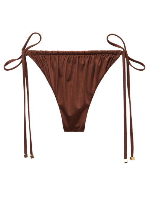 Calcinha De Biquíni Fio Dental Shiny Satin - Marrom Calcinha De Biquíni Fio Dental Shiny Satin - Marrom