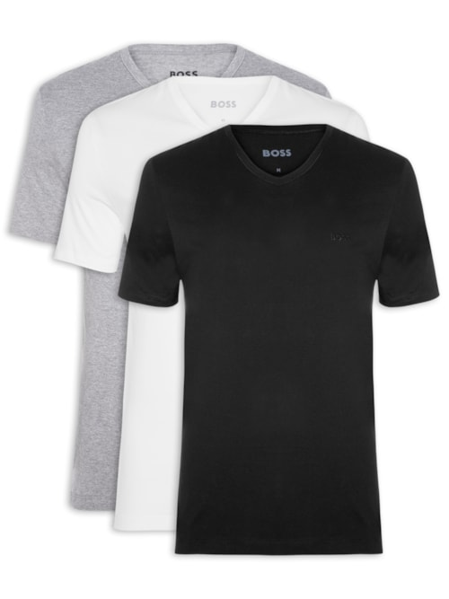 Kit De Camisetas Masculina Gola V 3 Peças Classic - Sortido