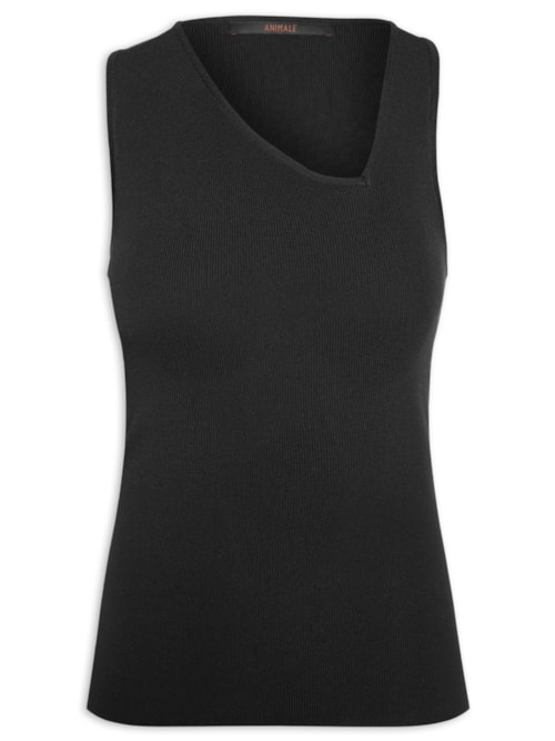 Blusa Feminina Decote Assimétrico Tricot - Preto Blusa Feminina Decote Assimétrico Tricot - Preto